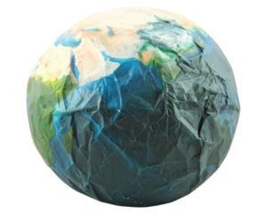 A colorful, textured globe depicting Earth's landmasses and oceans, showcasing artistic representation.