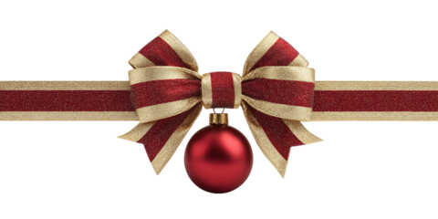 Christmas ribbon bow with a red bauble