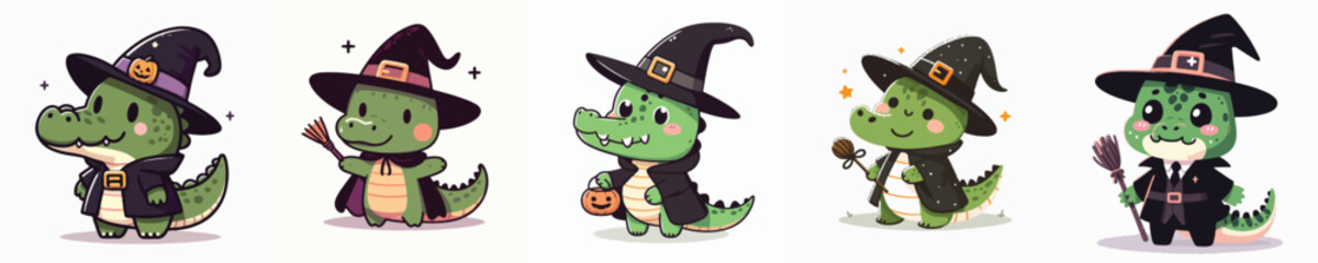 crocodile vector in witch costume