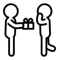 Couple motion icon. giving a gift