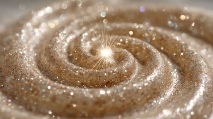 Spiral of shimmering, golden glitter