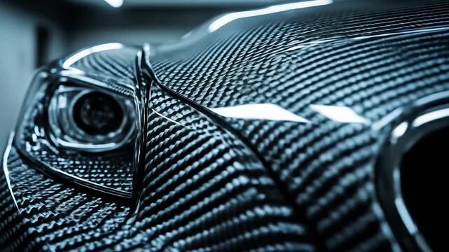 Sleek Carbon Fiber Car Headlight Detail: Automotive Design Close-Up