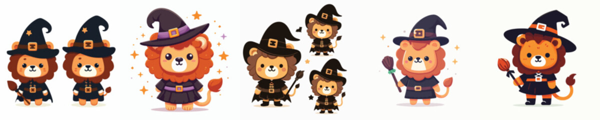 vector lion in witch costume