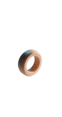 Circular, light brown object, a ring, with a dark inner hole.  Pixelated texture