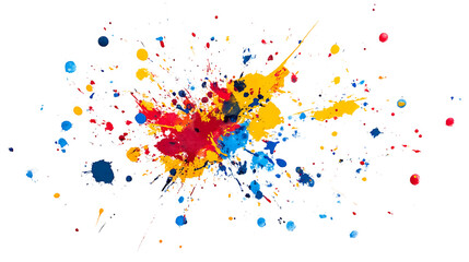 Vibrant paint splashes in multiple colors isolated on transparent background ideal for modern art visuals, posters, and graphic design projects
