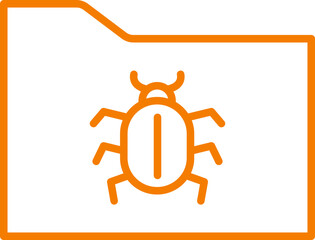 infected folder line icon, infected folder icon – virus file, malware threat, cyber attack symbol