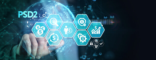 Fintech Financial technology Cryptocurrency investment and digital money. Business concept on virtual screen.