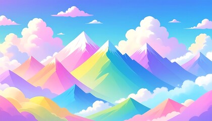 Pastel Rainbow Mountain Landscape. (1)