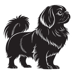 black pekingese Silhouette Vector, High Quality Illustration on White Background