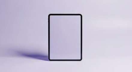 Modern smartphone with blank screen casting a shadow on a light purple background