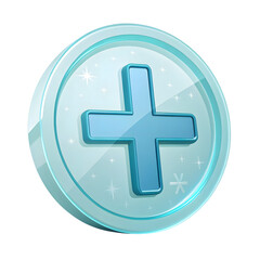 Obraz premium Blue plus sign icon in a circular frame isolated on transparent background