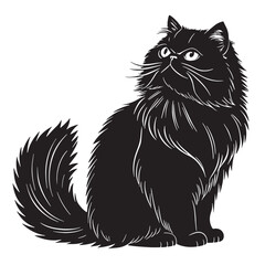 black persiancat Silhouette Vector, High Quality Illustration on White Background