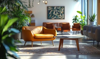 Businessperson in a relaxed yet professional setting, exemplifying a comfortable yet effective environment that promotes creativity, productivity, and work-life balance, Generative AI