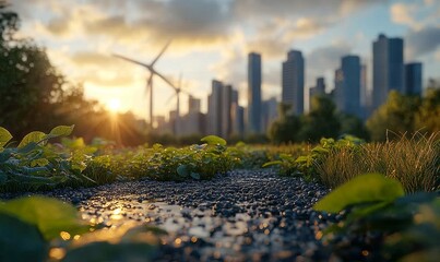 Representation of a bio-energy plant project, emphasizing renewable energy solutions and the importance of reducing environmental impact through sustainable energy facilities, Generative AI