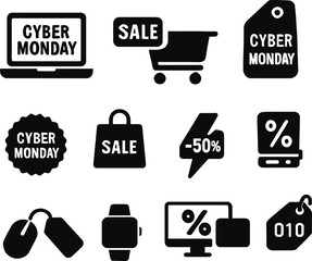Cyber Monday Icon – Minimal Black Vector