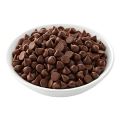 Fototapeta premium Chocolate chips in a bowl isolated on transparent background