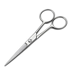 Silver grooming scissors with decorative blades isolated on transparent background