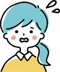 焦った表情の女の子