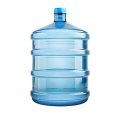Large clear plastic water bottle with blue cap isolated on transparent background