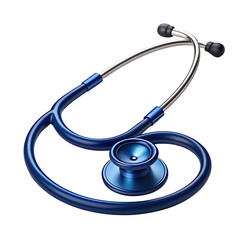 Blue medical stethoscope isolated on transparent background
