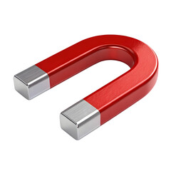 Red horseshoe magnet isolated on transparent background