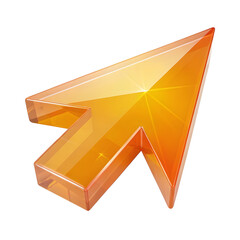 Glossy orange arrow cursor isolated on transparent background