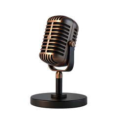 Vintage retro microphone on a stand isolated on transparent background