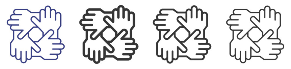 Fototapeta premium Teamwork Icon Set Illustration with Outline Style Variation vectors