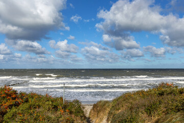 Lonely beach at the Baltic Sea near the city of Rostock (Germany)