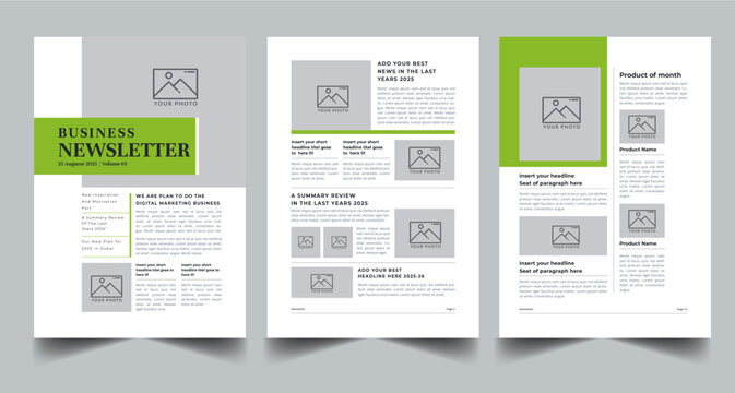 Weekly and Monthly Newsletter Template 03 Page layout design With Cover page