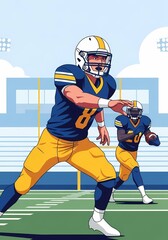 American Football Players in Action on Field