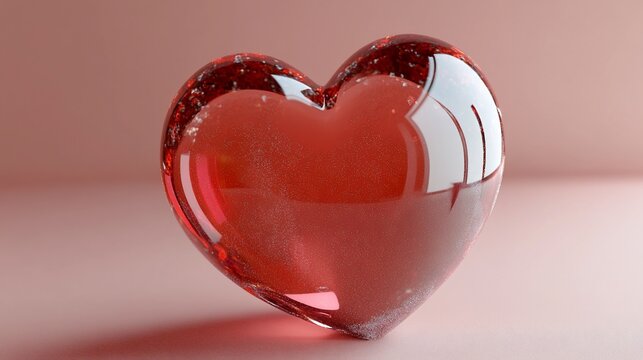 Naklejki Radiant ruby heart: Translucent symbol of love and passion, vibrant art