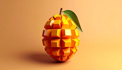 Geometric Mango with Orange Background.
