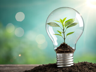 light bulb with plant , green energy concept , Sustainable Energy and Green Technology Solutions