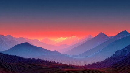 Obraz premium Colorful mountain range at sunrise