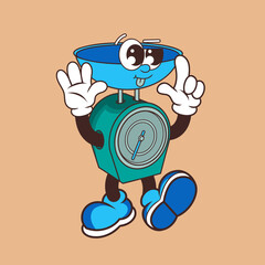 Retro character design of cute kitchen scale