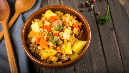Hearty stew in bowl
