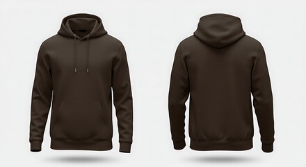 3D mockup of a dark brown color man hoodie
