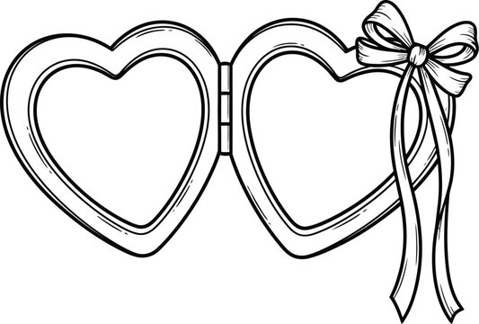 Heart locket with bow vector illustration for valentines day