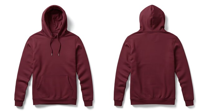 flat lay mockup of a maroon color man hoodie