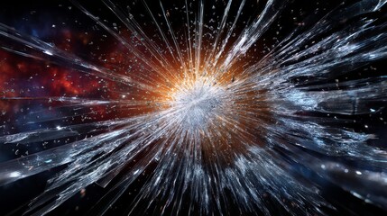 Fototapeta premium Dynamic Visualization of Glass Shattering in High-Speed With Radiant Light and Particle Effects