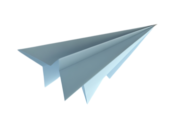 Paper airplane icon in minimalist design isolated on transparent background for modern visuals, educational content, and digital branding