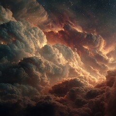 Obraz premium Vast, colorful clouds against a starry night sky