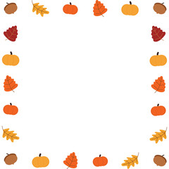 Autumnal Frame with Leaves, Pumpkins and Acorns © ThirdSeptember 