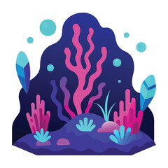 Vector illustration of an abstract hand holding a fish on a blue watercolor background