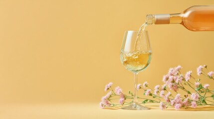 National Chianti Day Premium White Wine Pour with Floral Accents for Modern Spring Celebrations and Mothers Day Luxury Marketing Campaigns