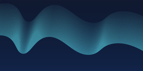 Abstract dark blue background with wave line pattern. Futuristic technology concept. Suit for banner, poster, cover, brochure, flyer. Vector illustration