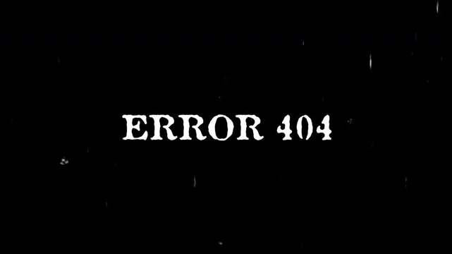 Error 404 page in glitch style. Page not found concept. System error illustration with vhs glitch effect.