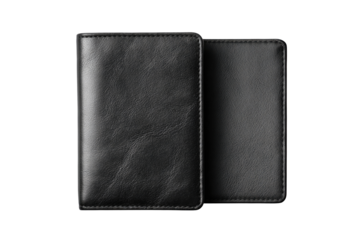 Two black leather passport holders, stacked