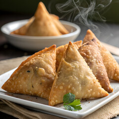 A plate of samosas